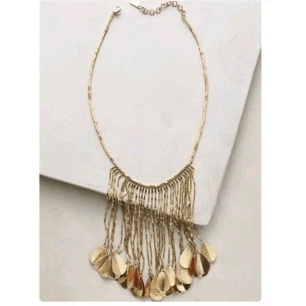 Anthropologie X Serefina Gold Leaf Drop Necklace